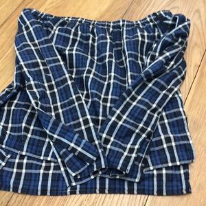 Anthropology Blue checkered off the shoulder NWOT